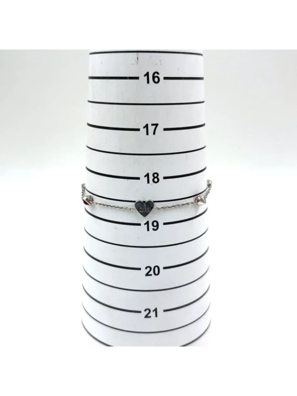 Gucci Trademark Heart Crystal Silver Red Bracelet - Picture 9 of 10